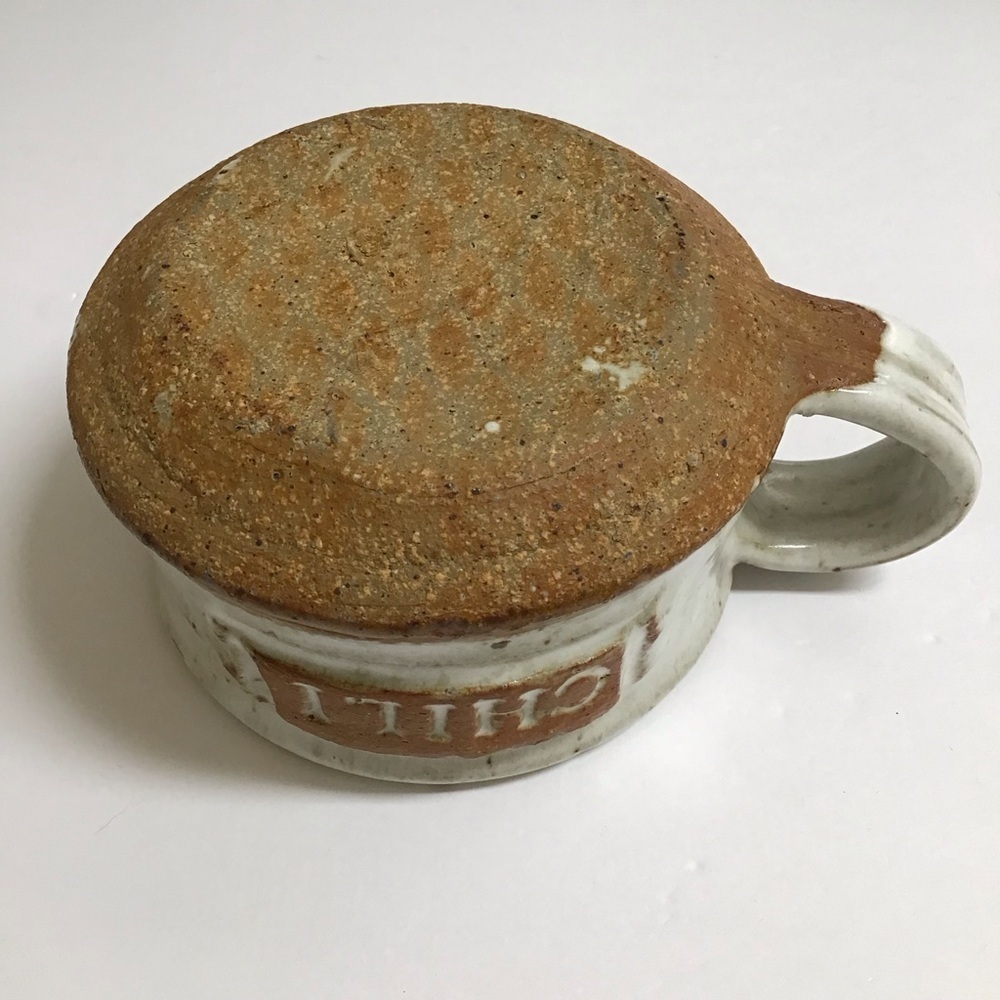 Handmade Studio Pottery Chili Bowl Handle Natural Speckled Glaze Rustic Cabin - Picture 12 of 14